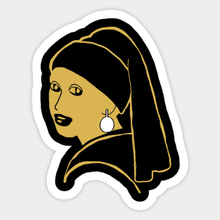 Minimalist Golden Girl with a Pearl Earring Sticker